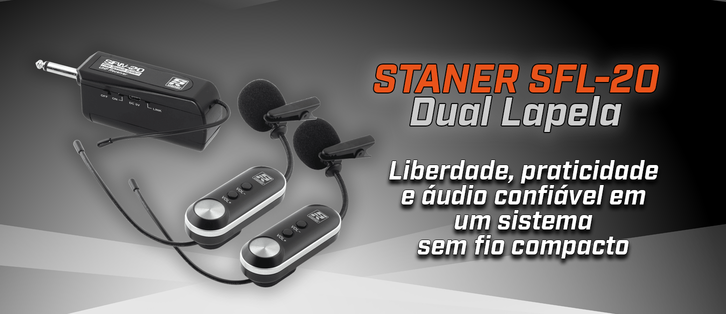STANER SFL-20 Dual Lapela – Liberdade, praticidade e áudio confiável em um sistema sem fio compacto